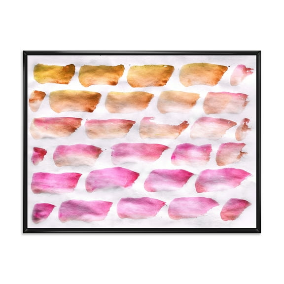 Designart 'Dark Yellow and Pink Abstracts Brushes' Modern Framed Canvas Wall Art Print