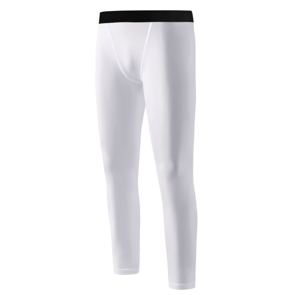 Compression Pants for Youth Boys Athletic Training Tights Pants Kids Basketball Football Base Layer,White