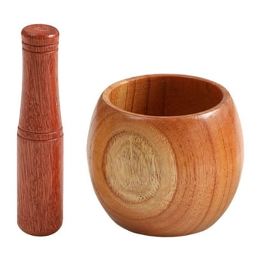 NUOLUX Household Wooden Garlic Masher Manual Garlic Masher with Stick for Home
