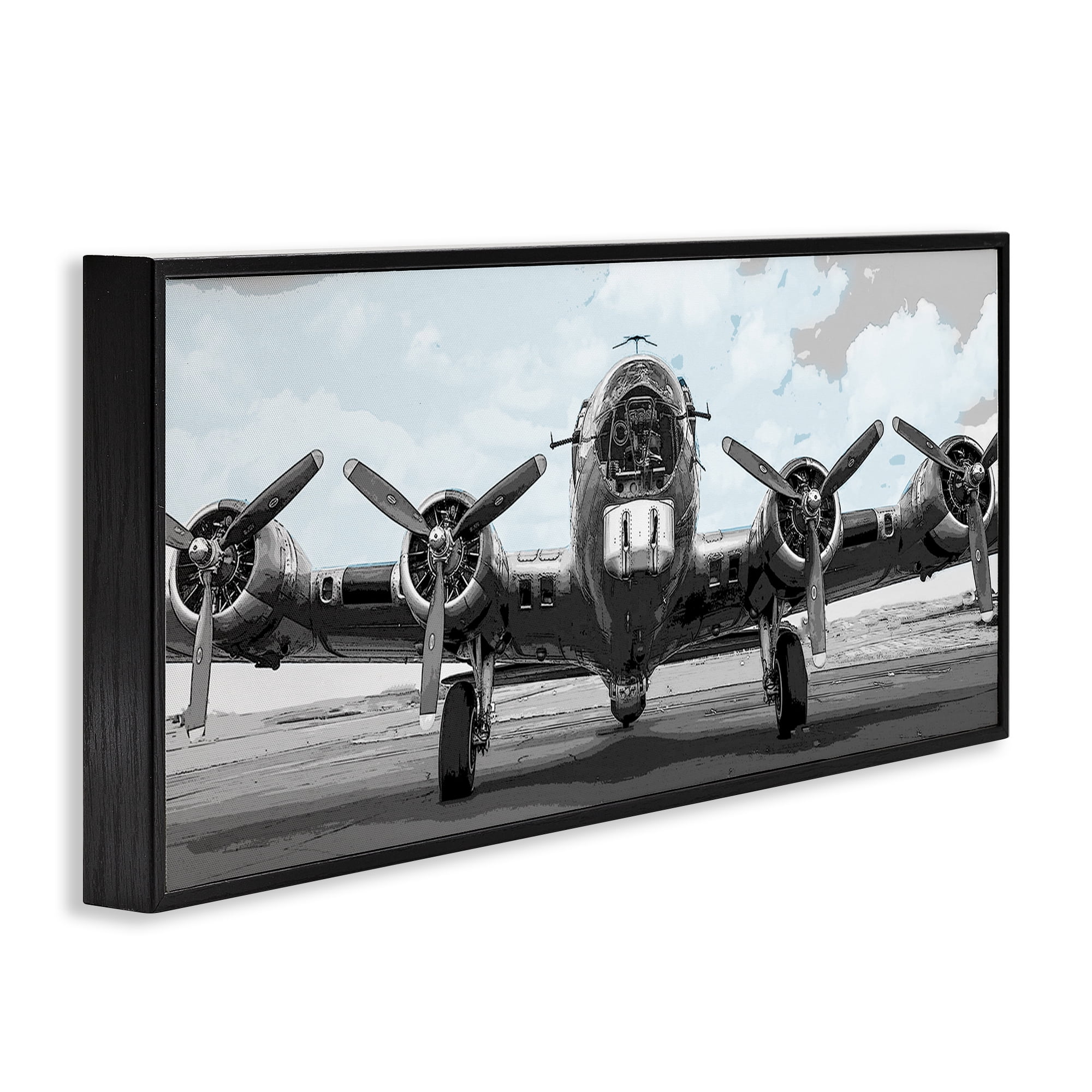Stupell Industries Historic Aviation Aircraft Black Framed Giclee Art, design by Kim Allen