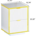 thumbnail image 2 of White and Gold Nightstand with LED Lights, White Nightstand with Storage, Modern Led End Table with 2 Fluted Drawers, Bed Side Table for Living Room, Set of 2, White and Gold, 2 of 14