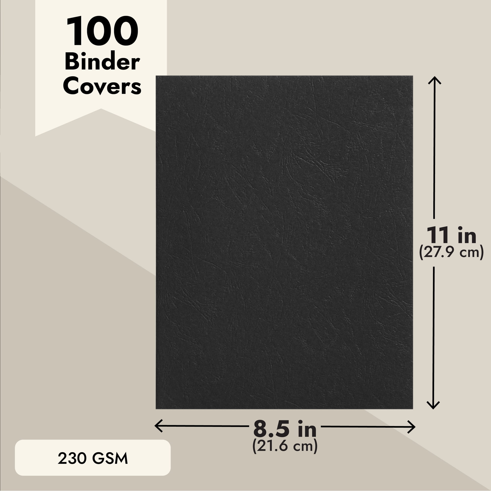 Walmart 100-Pack Black Binding Covers, 13 Mil, 230g, Leather
