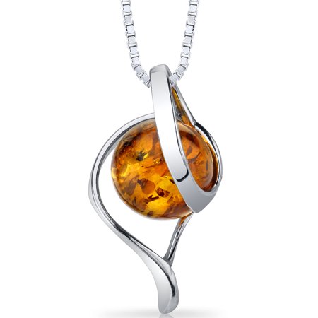 - Peora Spherical Baltic Amber Rhodium over Sterling Silver Pendant, 18
