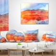 thumbnail image 4 of Designart Red Retro Island Watercolor - Landscape Painting Throw Pillow - 16x16, 4 of 5