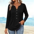 thumbnail image 5 of SETOOFF Womens V Neck Henley Pleated Pullover Long Sleeve Shirts Loose Fit Lightweight Tunic Blouses for Women Dressy Casual Work Business Casual Dailywear Fashion, 5 of 6