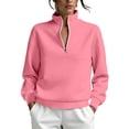 thumbnail image 4 of CFLVAEK Half Zip Sweatshirt for Women Solid Color Lapel Workout Sweatshirts Casual Long Sleeve Fall Pullovers Pink M, 4 of 7
