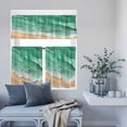 thumbnail image 2 of Kitchen Window Curtains Valance and Tier Set, Ocean Green Beige Sea Waves Rod Pocket Tier Curtains and Valance 3 Piece Set, Beach Theme Stripes Window Treatment for Bedroom Living Room, 2 of 9