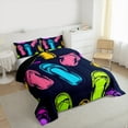 thumbnail image 3 of jejeloiu Colorful Graffiti Slipper Queen Comforter Set,Modern Watercolor Aesthetic Bedding Sets,Cartoon Funny Pattern Bedding Comforter Set For Boys Girls,Microfiber Bedroom Decor Reversible,3 Pieces, 3 of 8
