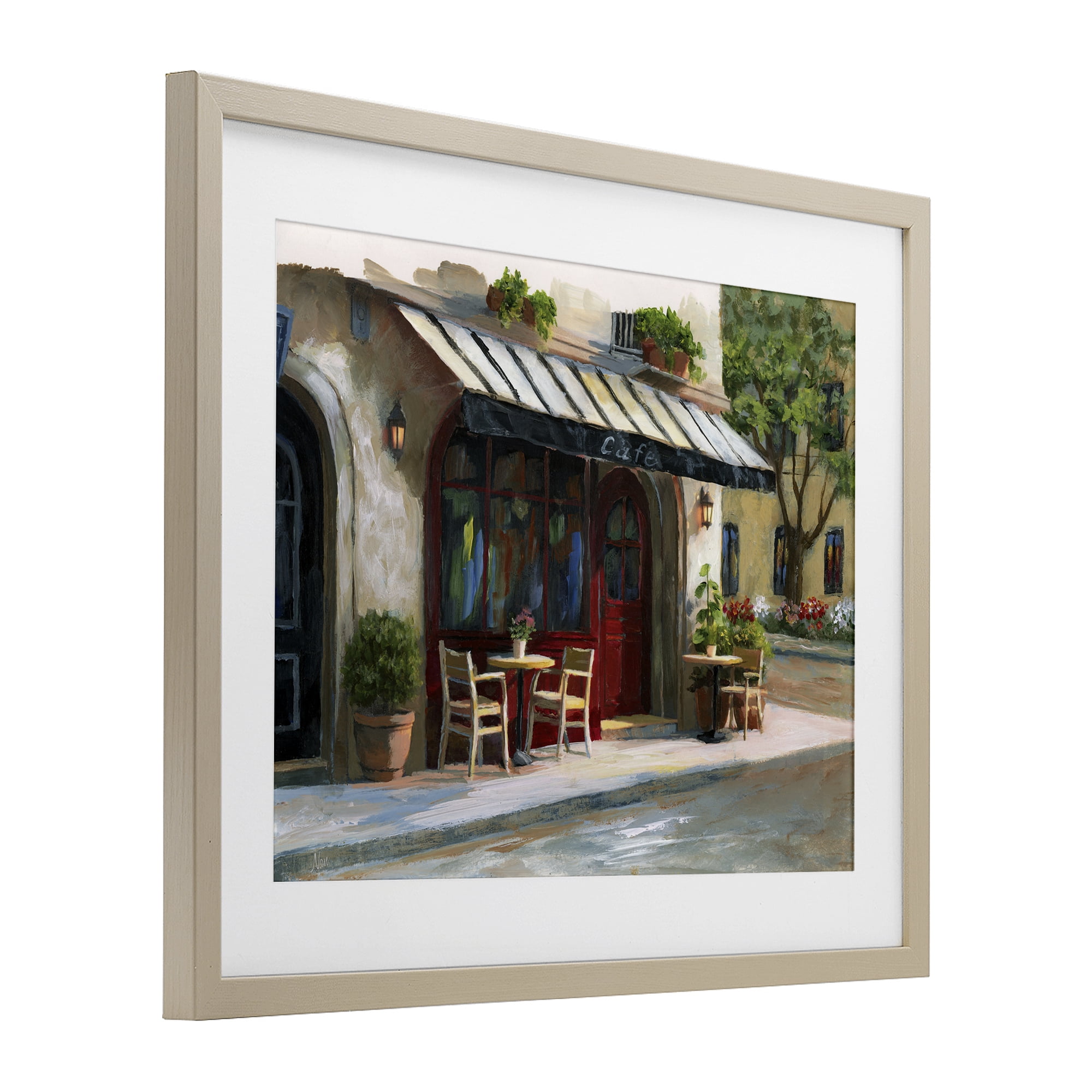 Stupell Industries Charming Sidewalk Cafe Tables Birch Framed Print Under Glass, design by Nan