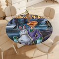 thumbnail image 4 of El señor Toad viendo televisión-theme Fitted Round Tablecloths Elastic Edged Table Covers Waterproof Table Cloth for Kitchen Holiday Party Tables Decor 120cm, 4 of 6
