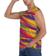 thumbnail image 3 of Bixox Men's Lines Multicolored Rainbow Printed Shirt Sleeveless Fitness Tank Top-Large, 3 of 7