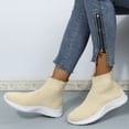 thumbnail image 2 of NOKIO Socks Sneakers for Women Comfortable Knit Ankle B𝗈𝗈𝑡𝑠 S𝗅ip On Walking Shoes Lightweight Tennis Running Shoes High Top Sneaker with Soft Sole for Summer and Autumn, 2 of 9