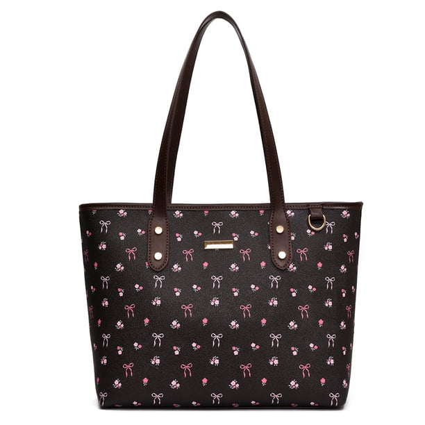 Bolso de mano floral de PU para mujer Bolso de hombro de moda Bolso de mano simple Bolso con asa superior