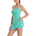 thumbnail image 2 of Athletic Dress for Women Tennis Dress with Built-in Shorts and Bra, Workout Golf Summer Dresses with Pockets Cyan M, 2 of 3