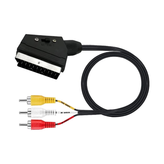 European SCART 21Pin to Triple Analysis Video Converter Cable 1.5M Enhanced Color Change Premium Conductors Sound Video