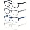thumbnail image 1 of CNKOO 4pcs Oversized Rectangular Blue Light Blocking Reading Glasses - Clear Vision with Refraction +1.0~+4.0  Spring Hinge  Magnifying Lens for Presbyopia  Computer Use  and Newspaper Re, 1 of 6