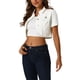 thumbnail image 4 of Chaqueta de mezclilla recortada de mujer con cuello de solapa y mangas cortas, lavada, blanca, talla M, 4 of 6