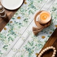 thumbnail image 3 of Green Eucalyptus Leaves Table Runner - 108 Inch Long Daisy Floral Summer Botanical Wooden Cotton and Linen Blended Dress Scarves Farmhouse Table Runner for Kitchen Dining, Coffee Table, 13" x 108", 3 of 8