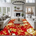 thumbnail image 3 of 6'x9' Area Rugs, Yellow Red Flowers Indoor Outdoor Area Rug for Living Room Bedroom, Luxury Spring Floral Birds Washable Bathroom Rugs Kitchen Floor Carpet Mats Home Decor Aesthetic, 3 of 8
