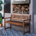 thumbnail image 2 of Linon Catalan Sturdy Acacia Solid Wood Outdoor Bench in Acorn Brown Stain, 2 of 11