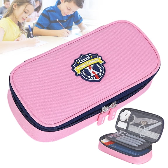 Big Capacity Pencil Case,Soft Corduroy Pencil Bag,Cute Pen Case with Handle, Large Pen Bag with Mesh Pockets, for Over Pens (Pink)