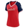 thumbnail image 2 of Women's Fanatics Red St. Louis Cardinals Glitz & Glam League Diva Raglan V-Neck T-Shirt, 2 of 3