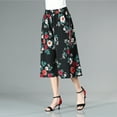 HWeei Women's Fashionable Printed Elastic Waist Thin Wide Leg Pants High Waisted Skirt Pants