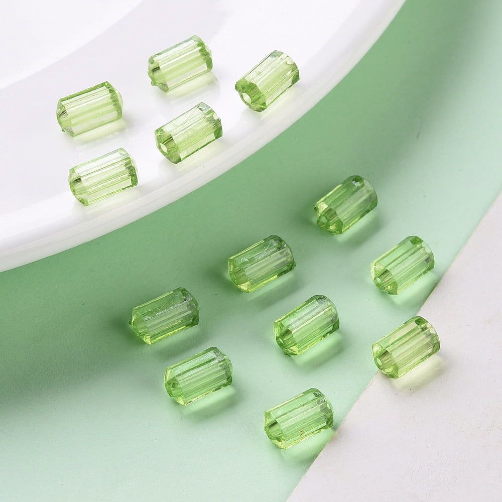 Transparent Acrylic Beads Faceted Polygon Lime Green 9x5mm Hole: 1.8mm 3496pcs/500g