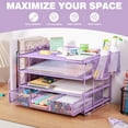 thumbnail image 3 of Livhil Desktop Organizer 4-Tier Desk Organizers Sets and Storage, File Organizers for Desk Drawer Organizer, Paper Organizer for Desk (Purple), 3 of 8