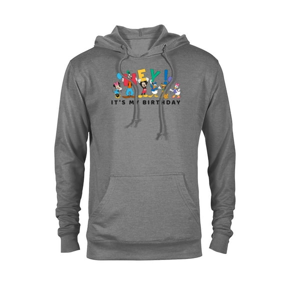 Disney Mickey and Friends Hey It's My Birthday - Pullover Hoodie for Adults -Customized-Graphite Heather