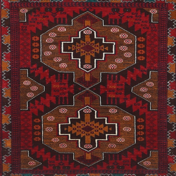 Ahgly Company Indoor Square Traditional Cranberry Red Persian Area Rugs, 6' Square