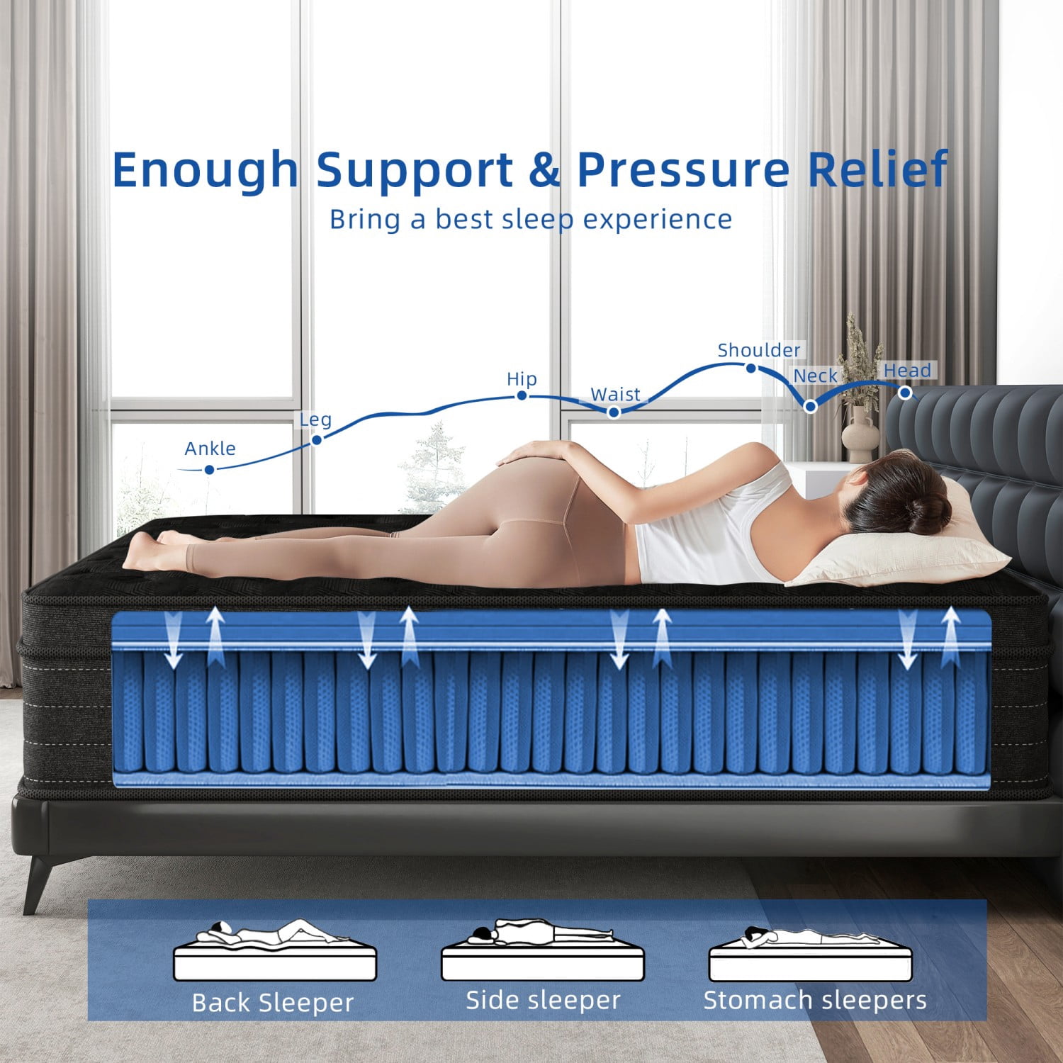 Grymtex 12 inch Hybrid Mattress Twin Size, Breathable and Low Motion Transfer, Mattress in a Box with CertiPUR-US Foam