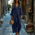 thumbnail image 2 of Jumpsuits for Women 2025 Fall Sexy Deep V Neck Long Sleeve Wide Leg Pants Romper One Piece Travel Outfits, 2 of 8
