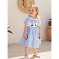 thumbnail image 6 of Suealasg Kid Girl Summer A Line Dress Stripe Print Doll Collar Short Sleeves Sailing Embroidery Dress, 6 of 9