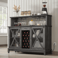 thumbnail image 5 of JOINICE Farmhouse Liquor Bar Cabinet with Wine Rack & Glass Holder,Wine Cabinet with LED Lights ,Black, 5 of 6