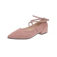 thumbnail image 3 of IEMIEMIEM Women's 2026 Suede Ankle Strap Low Block Heel Pumps Closed Pointed Toe Mary Janes Strappy Wedding Party Office Dress Shoes Pink 7 Wide, 3 of 8