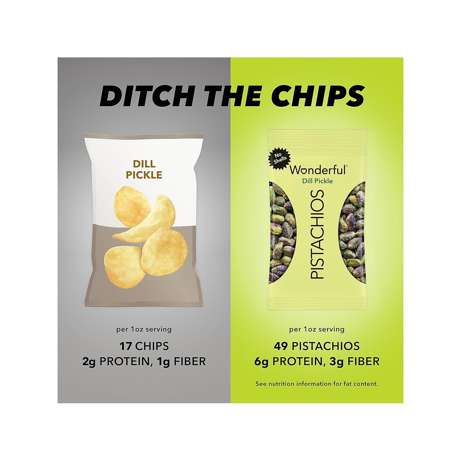 Wonderful Pistachios, No Shells Dill Pickle Nuts, 2.25 Ounce Bag (Pack of 8)