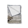 thumbnail image 2 of Coastal Soft Flannel Fleece Throw Blanket, Groyne in Zingst Germany Idyllic Scenery Frosty Country Winter Seashore, Cozy Plush for Indoor and Outdoor Use, 50" x 70", White Tan Baby Blue, by Ambesonne, 2 of 6
