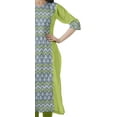 thumbnail image 3 of Moomaya V Neck Straight Tunic For Women Roll Up Sleeve Printed Cotton Kurta, 3 of 6