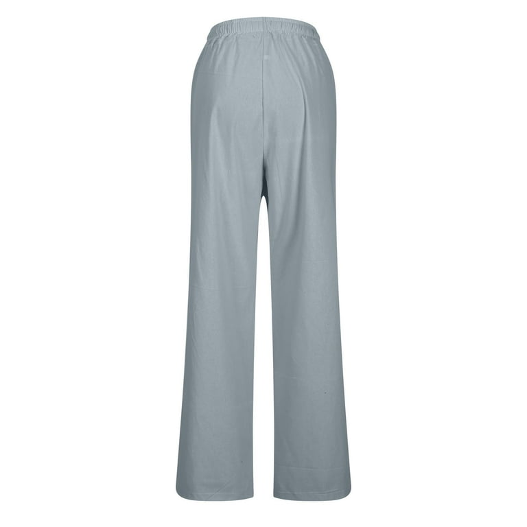 Clean Womens High Waisted Athletic Pants Cotton Linen Sweatpants - Main Image