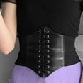 thumbnail image 3 of NUZYZ Women Lace-up Corset Wide Elastic Waist Belt Faux Leather Slimming Body Waistband Dress Shirt Decoration, 3 of 7