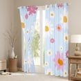 thumbnail image 3 of Feelyou Dreamy Blue Floral Curtains Pack of 2 (42x84 Each), Kawaii Daisy Groovy Flower Curtains Blackout, Dreamy Princess Style Bedroom Curtains, Window Curtains Decor, 3 of 6