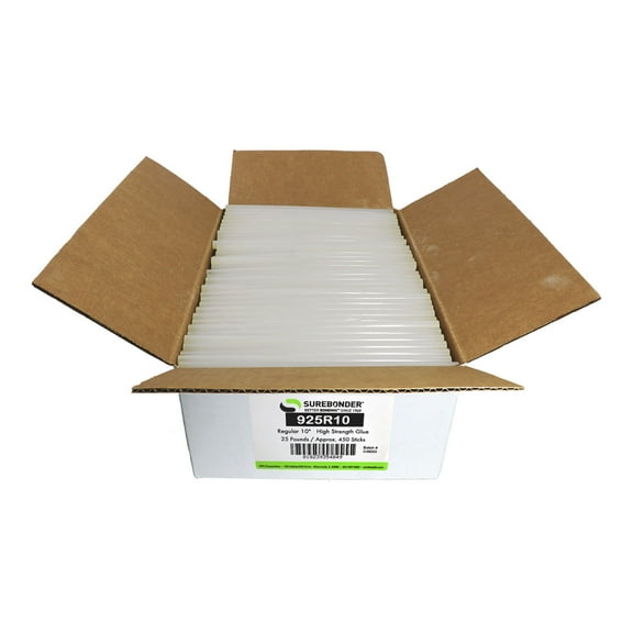 925R10 High Performance 1Minute Open Time Acrylic Hot Melt Glue Sticks - 7/16" x 10" | 25 Lb Box