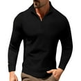 thumbnail image 1 of Blusa y camisa de manga larga con cuello alto para hombre, color liso, con cremallera, deportiva, de manga larga y cuello alto., 1 of 8