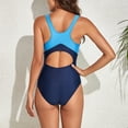 thumbnail image 4 of Xmarks Women's Athletic One Piece Swimsuits Color Block Racerback Swimwear Racing Training Sports Bathing Suit Tummy Control 1 Piece Swimsuit,M-2XL, 4 of 6