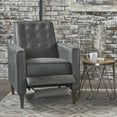 thumbnail image 3 of Euroco Modern Fabric Recliner Chair with Espresso Wood Legs, Adjustable Backrest & Plush Upholstery, Space-Saving Design, 3 of 9