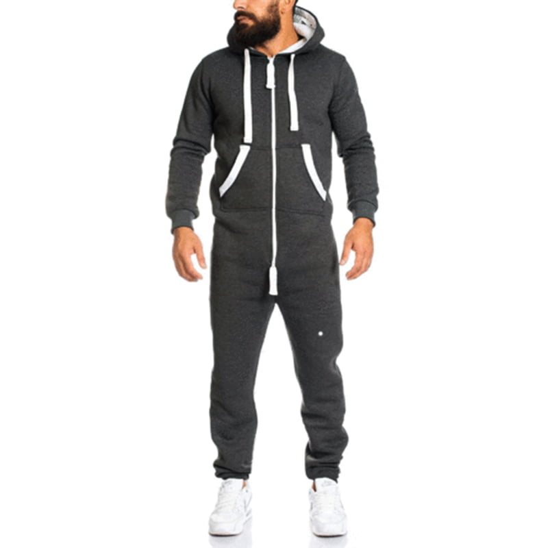 INCERUN Mens Jumpsuit Hooded One Piece Romper Overall Hoodie Long ...