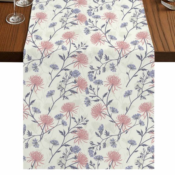Table Runners 70 Inches Long Dress Scarves, Red Blue Spring Floral Farmhouse Coffee/Dining/Kitchen Table Decor, Holiday Table Runner, Flowers Leaves Pastoral Botanical 13x70 Inch