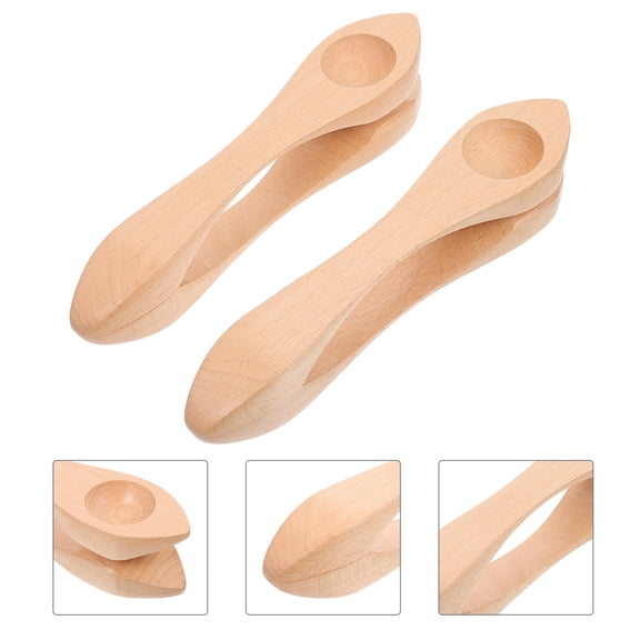 STOBOK Instruments Toy Musical Spoons Synthetic Material Wood Color 2PCS