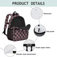 thumbnail image 4 of Pink and Black Checkered Pattern Backpack for School, Cute School Bag with Adjustable Shoulder Straps and Padded Back, 15"x11.42"x5.5", 4 of 5
